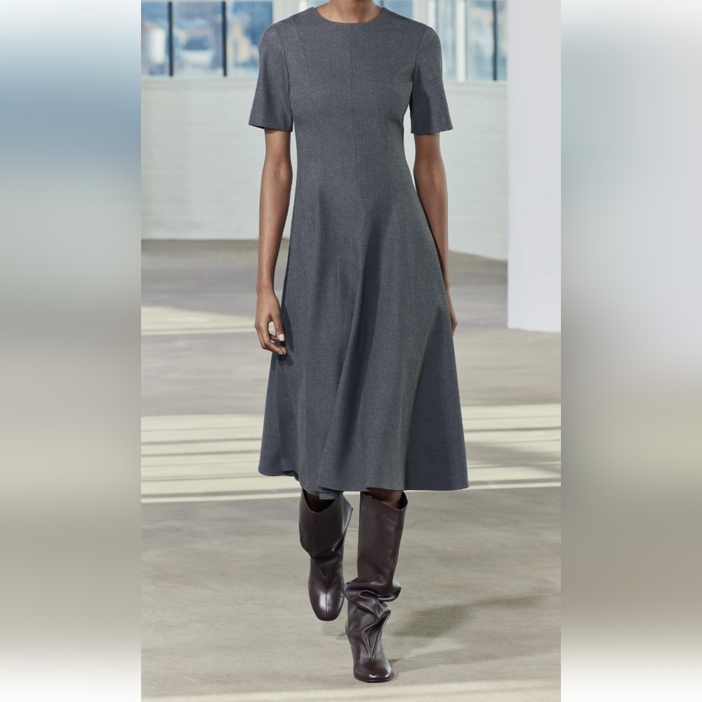 Zara GODETS MIDI DRESS ZW COLLECTION (S)